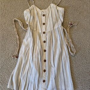 Striped Kids Dress with Button Detail